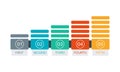 Bar chart graph. Business presentation, timeline infographic concept with 5 steps option or levels. Vector illustration